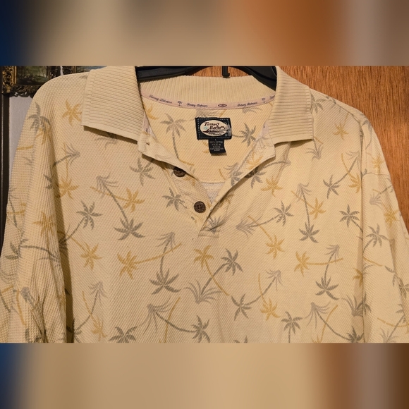Tommy Bahama Cream & Yellow Palm Tree Print Shirt SzL - Picture 4 of 5